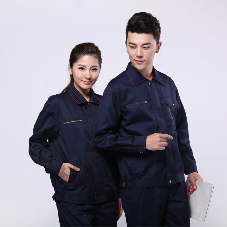 藏青拼大红仓库工衣定做AC099-CC